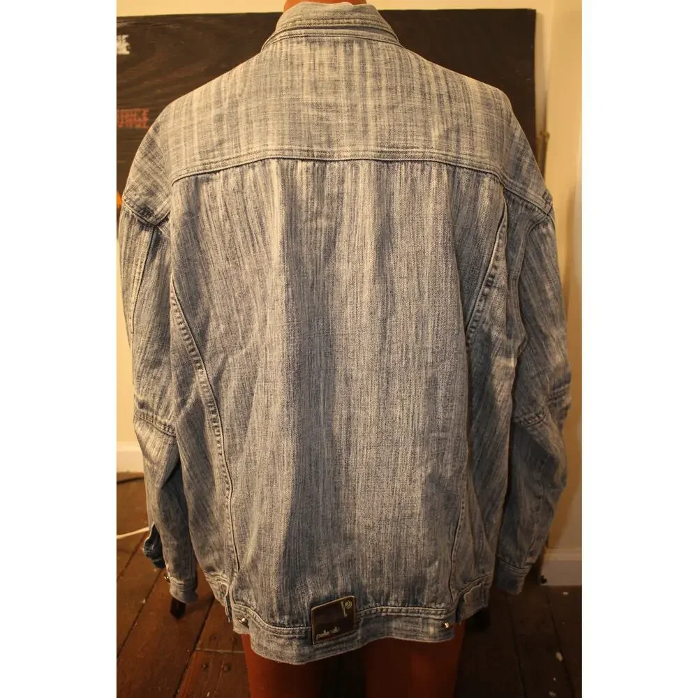 Vintage Pelle Pelle Denim Jacket XL 90s Light Wash Jean Coat  HipHop Streetwear